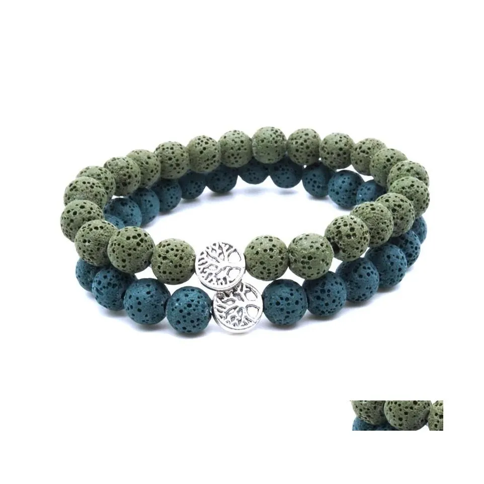 voiture dvr Charme Bracelets Arbre De Vie Bracelet Colorf Lava Guérison Nce Perles Reiki Bouddha Prière Huile Essentielle Diffuseur Bracelet Pour Femmes Hommes Dhpg9