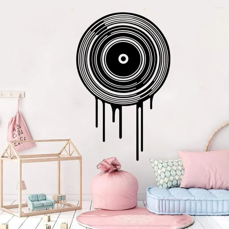 Wall Stickers Modern Dripping Record Turntable Sticker Playroom Nursery Music Collector Decal Bedroom Decor