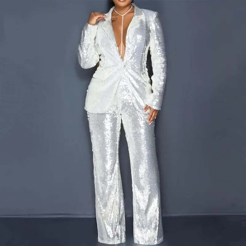 Женские костюмы Blazers Fashion Solid Women 2 штуки наборы Pant Spring 2023 с длинным рукавом покрывают брюки с высокой талией.