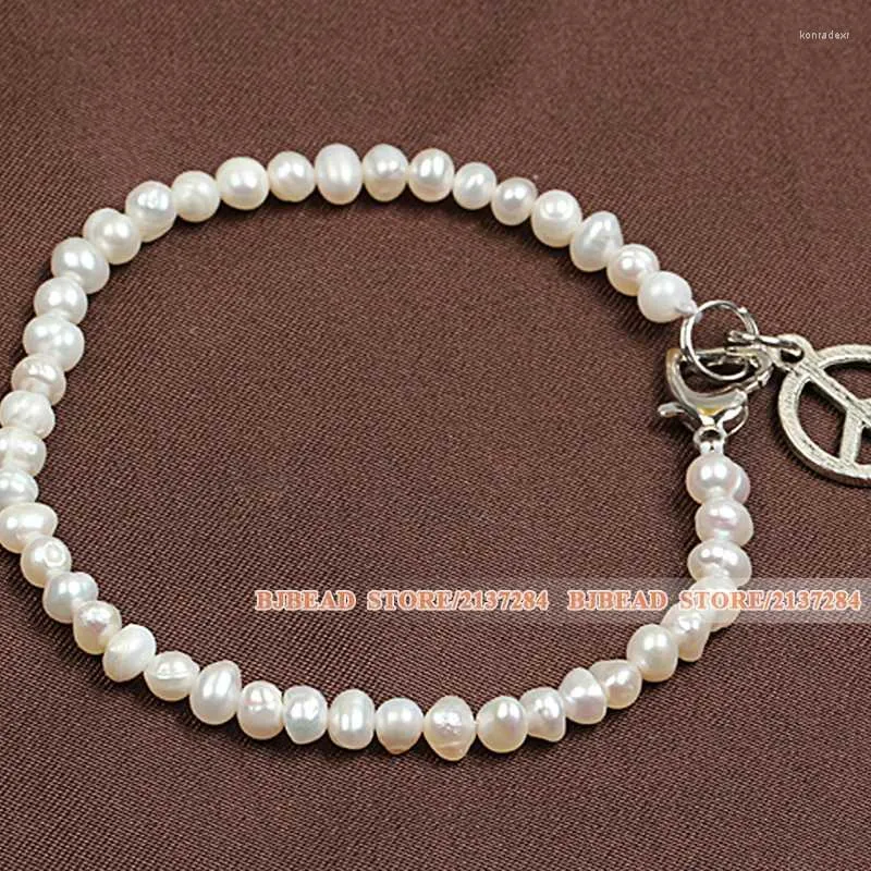 Strand Simple Style elegante estilo branco água doce Elastic/ Stretch Bracelet com charme em forma de coração