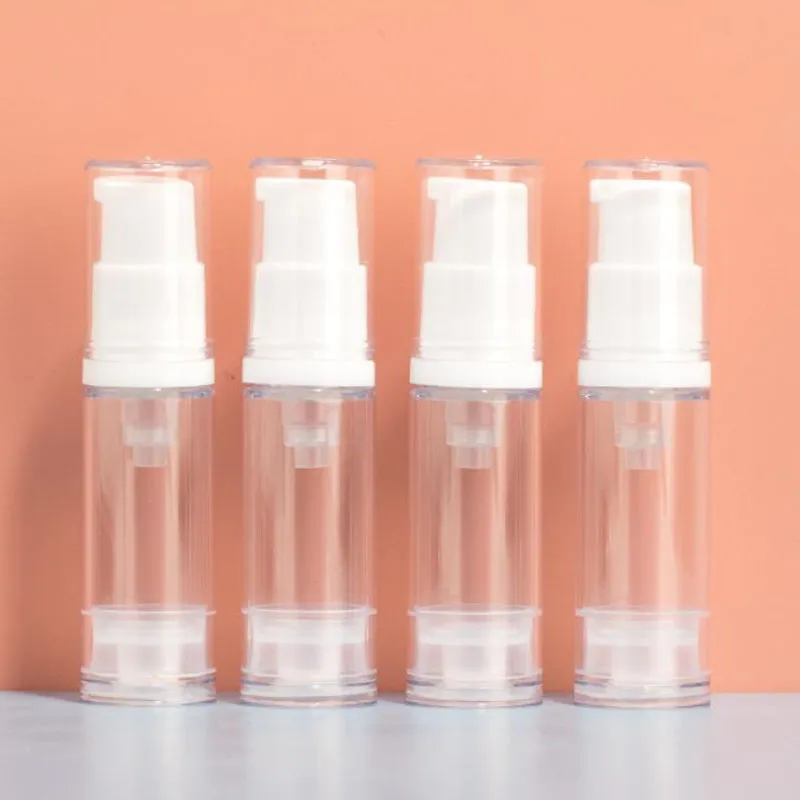 100 st 5 ml 10 ml 15 ml tom luftlös flasklotionskrämpump Plastbehållare Vaccum Spray Kosmetiska flaskor Dispenser för reselotionsbehållare