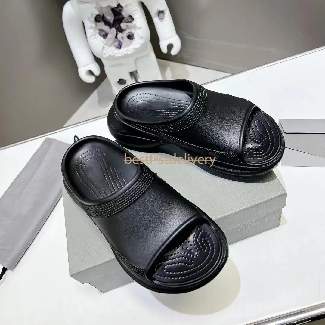 Designer Slippers Swimming Pool Crocodile Slippers Rubber Flat Sandals Female Short-Fat Sole Foam Slide Classic Summer Beach Slippers Size 35-45