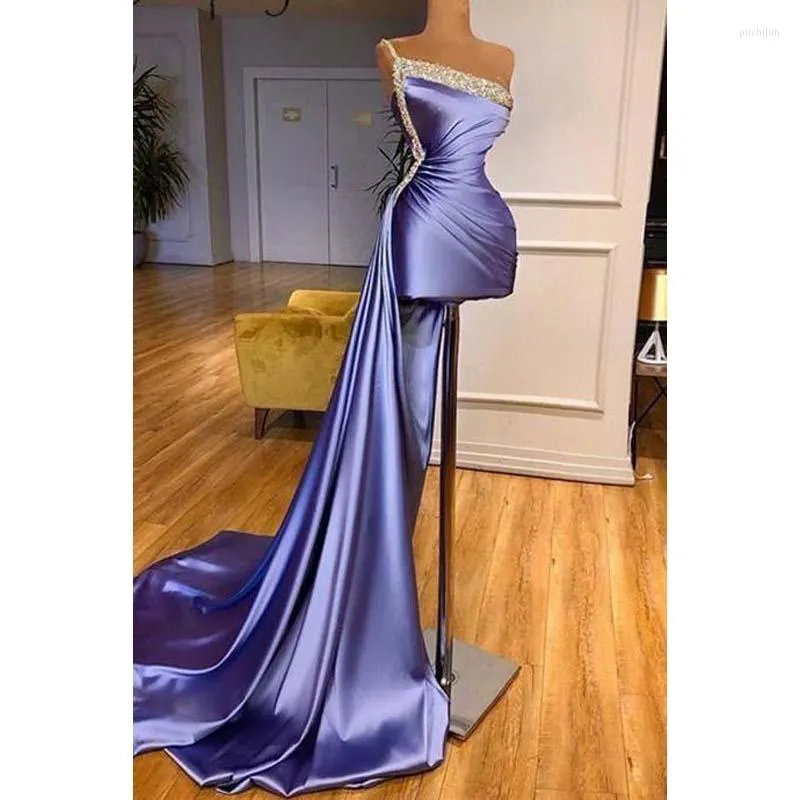 Party Dresses Purple Unique Elegant Prom Dress One Shoulder Sleeveless Long Sweep Train Short Mini Length Plus Size Women Cocktail Gowns