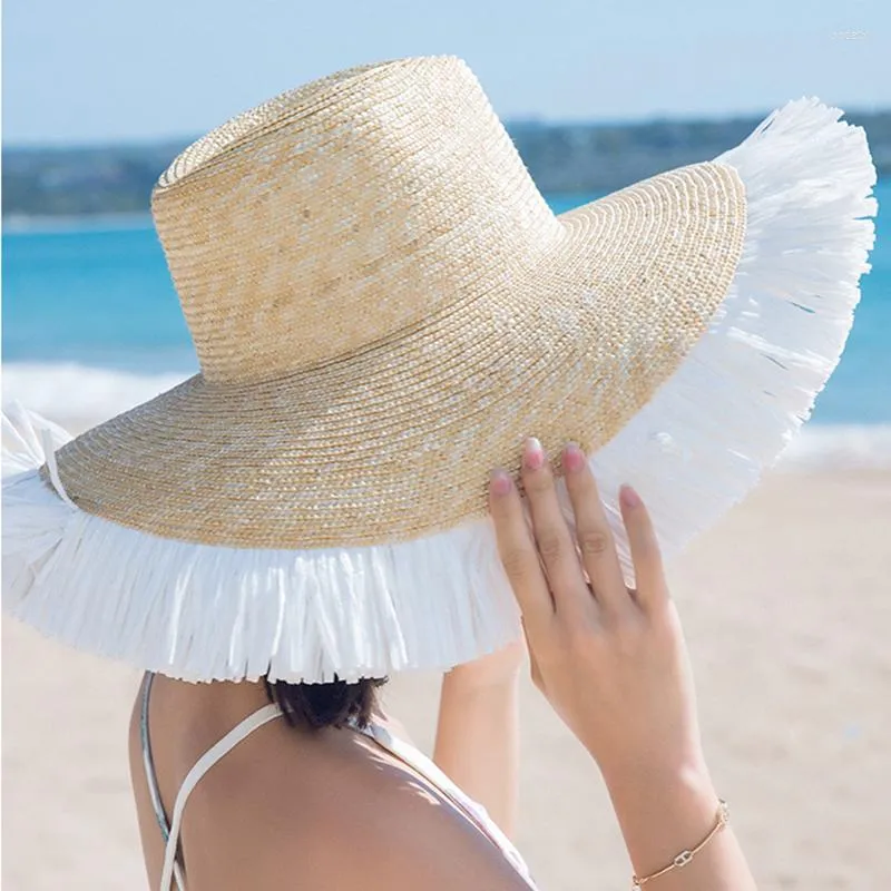Chapéus de aba larga wem de alta qualidade palha de palha panamá chapéu de jazz para praia ao ar livre