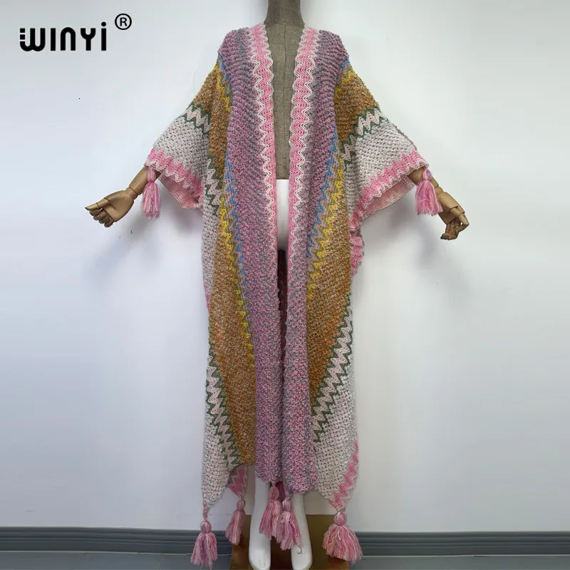 Wełniane mieszanki Winyi Winyi Winter Tassel Dzianin Cardigan Cardigan Płaszcz luźna świąteczna moda hipster imprezowa sukienka gruba ciepła swobodna rozmiar Kobieta CLOKE 230228