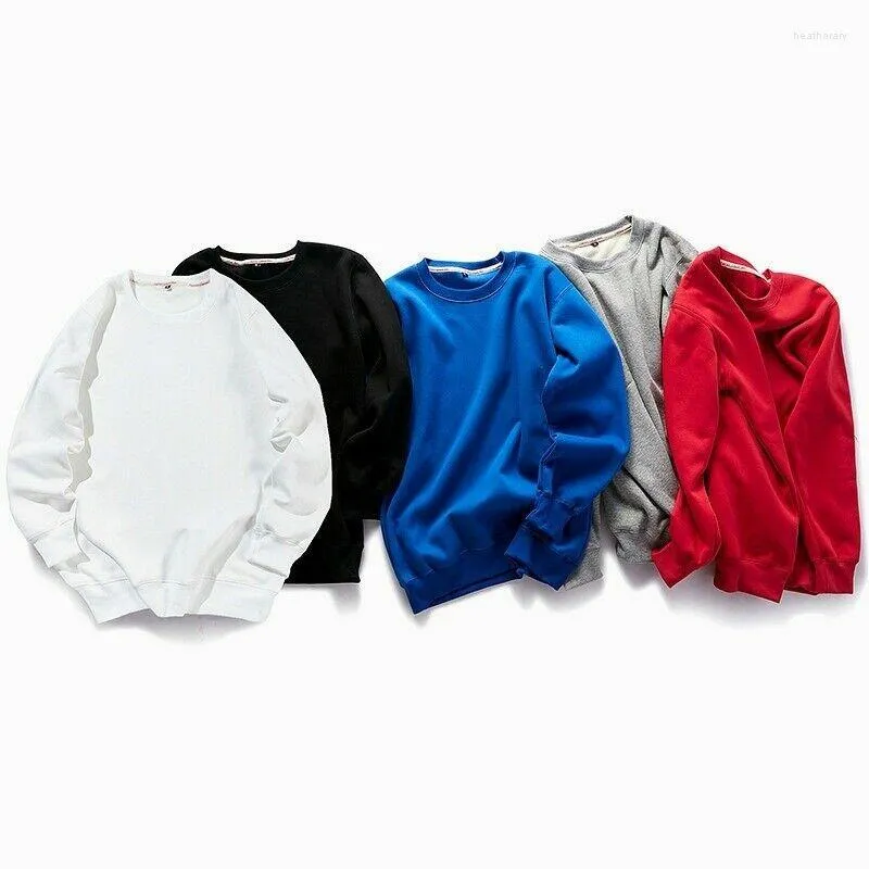 Herrtröjor män kvinnor långärmad tröja rund nacke pullover lös jumper vanlig topp casual blå röd svart grå solid 923-732