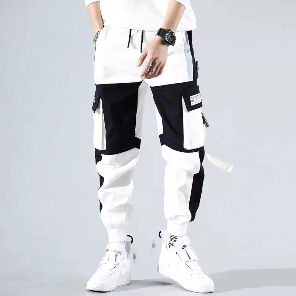 Herrbyxor streetwear spring casual herre byxor bomull harem band joggare män lapptäcke mode fotled längd jogger byxor för pojkar 230301