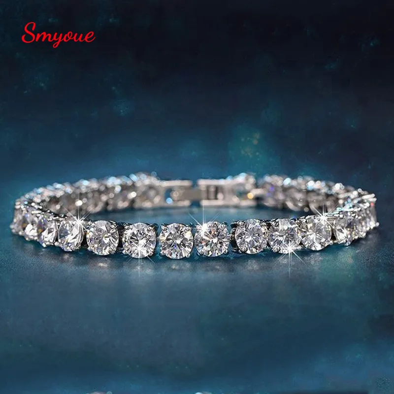 Bracelets à breloques Smyoue 4mm Bracelets de tennis pour femme 100% 925 Sterling Silver Gemstone Bangle Wedding Sparkles Lab Diamond Bracelet 230228