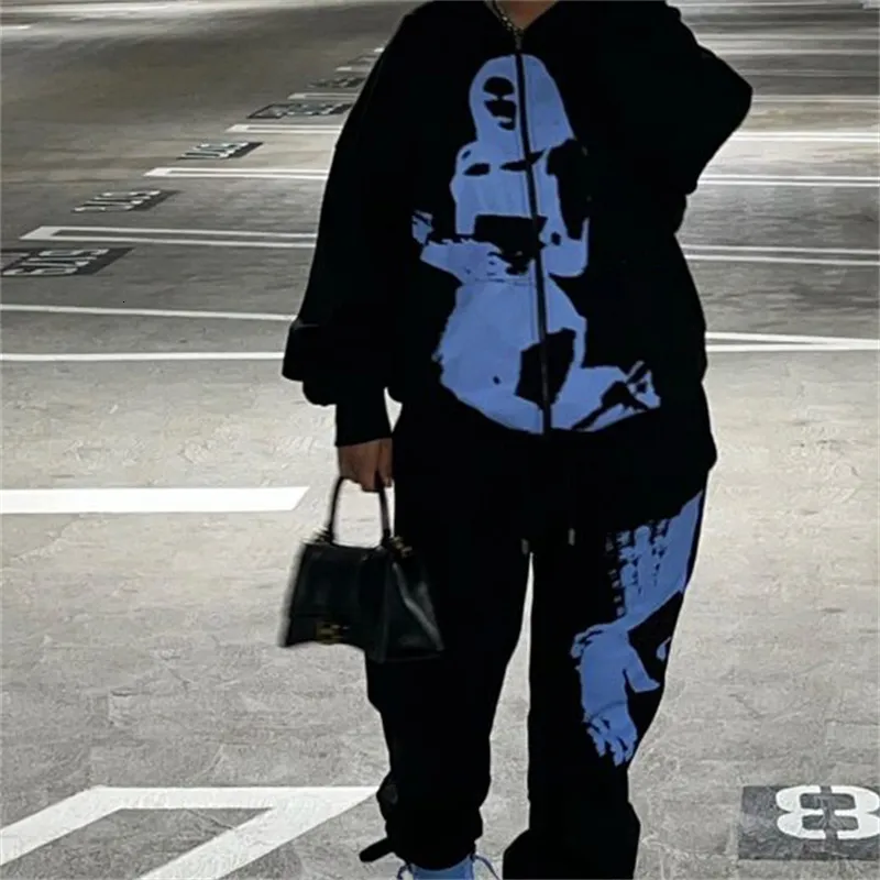 Herrtröjor tröjor zsking kawaii graffiti Girly tryck anime hoodie Men's Women's Korean Style Fashion Casual Street Hip Hop Gothic Sweatshirt 230301