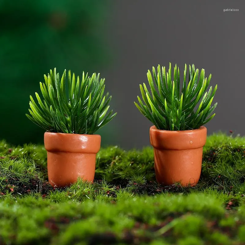 Dekorative Blumen, 2 Stück, Mini-Kunstpflanzen, Bonsai, kleiner simulierter Baum, Topf, gefälschter Bürotisch, Topfornamente, Hausgarten-Dekoration