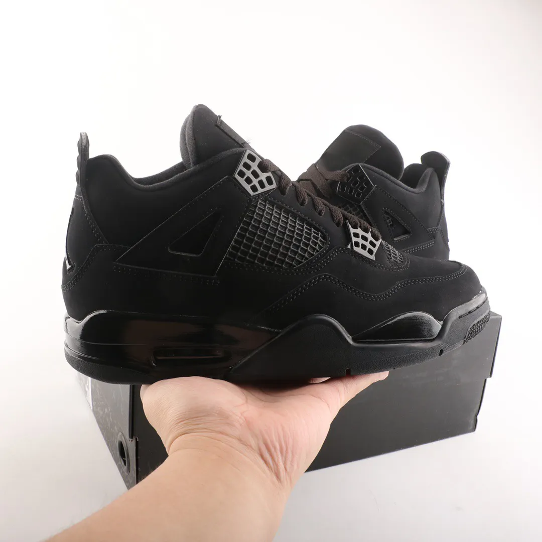 Black Cat Designer Running Sneaker Shoe AAA Jumpman 4 4s Mężczyźni Mężczyźni Kobiety Buty Sneakers Treakers Dospatuj biały niebieski słabe ręczne pismo ręczne