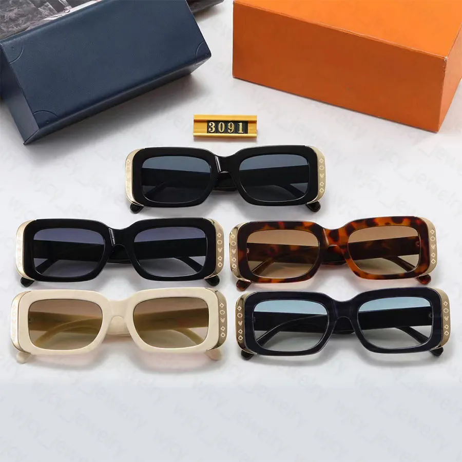 Summer Designer Sunglasses Beach Glasses for Men Women Rectangle Full Frame  Letter Design Goggle 5 Color Adult204S