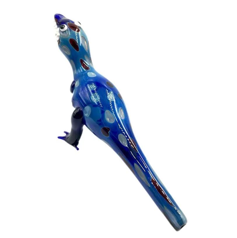 8.7-Inch Dinosaur-Shaped Smoking Pipe with Blue Borosilicate Glass - Unique and High-Quality