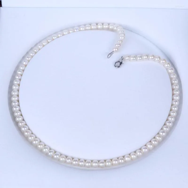 Chains Classic White Button Real Pearl Necklace Jewellery Women Choker Blade & Rope Chain For Mum Party