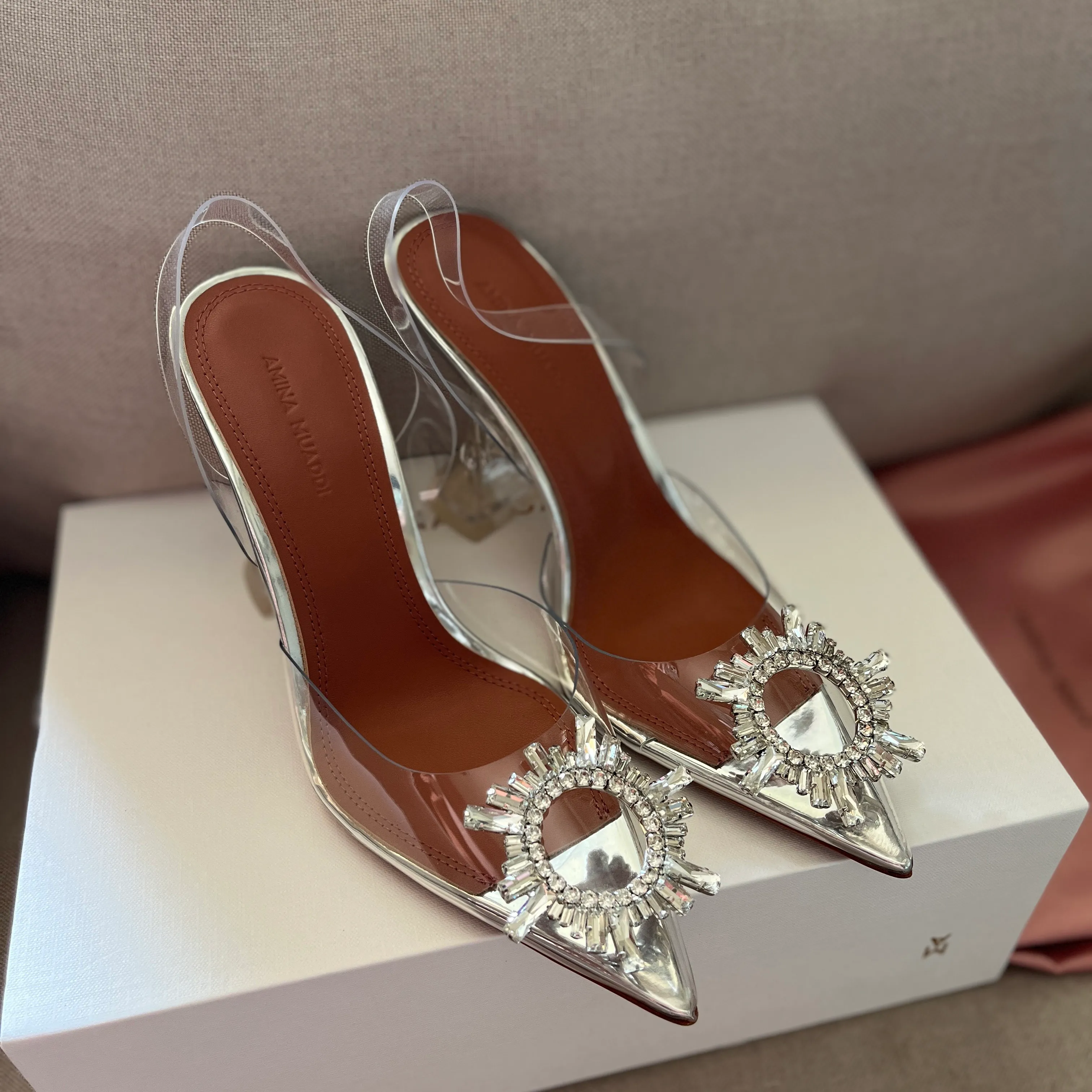 Amina muaddi begum deals embellished pvc pumps