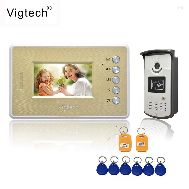 비디오 도어 폰 Vigtech Home 4.3 "LCD 모니터 스피커폰 인터콤 컬러 전화 시스템 액세스 제어 장치 지원 원격 잠금 해제