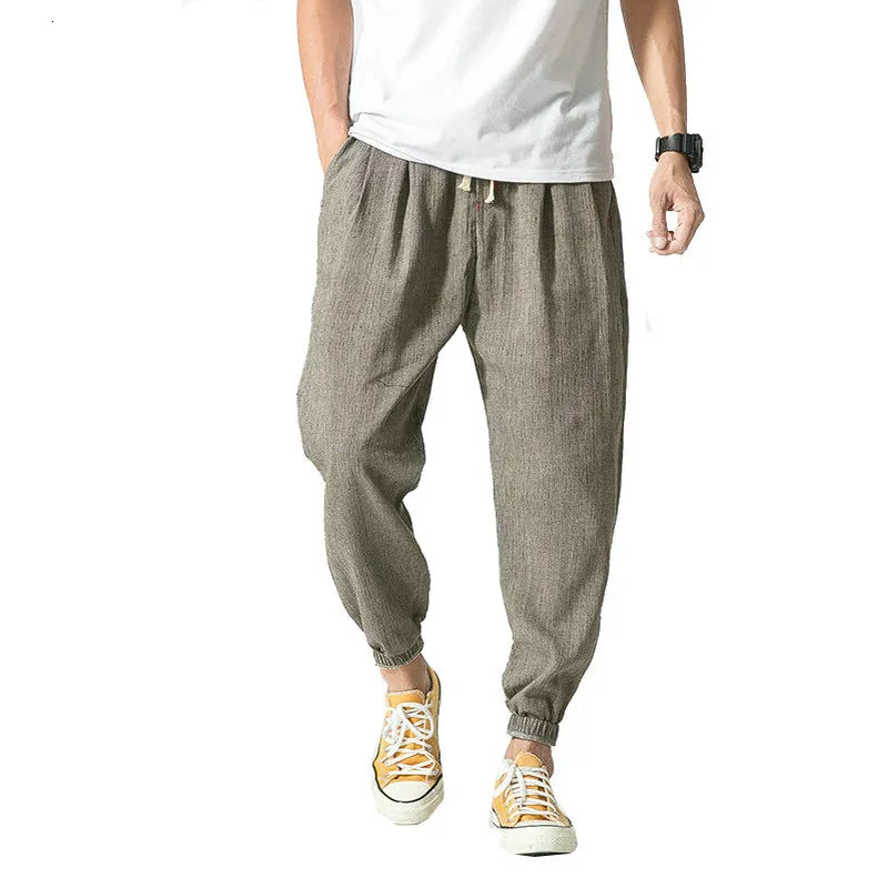 Women's Pants Capris Summer Cotton Linen Harem Men Pants Chinese Style Joggers Men Casual Lightweight Ankle-length Male Trousers Sweatpants 230301