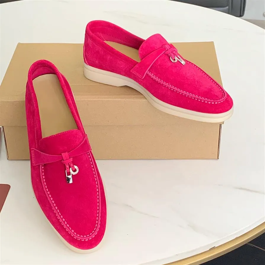 Loro * piana Klassieke damesschoenen Gespkwaliteit Kasjmier Leren loafers Zachte zool Hoogelastische runderpeeszool dames 255 g