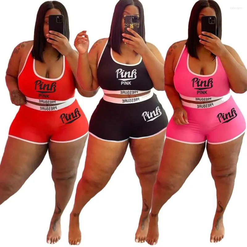 Tracksuits Plus Size Women Clothing Large Piece Set 5xl Women's Fashion Casual Sexy Letters Pattern Shorts Drop