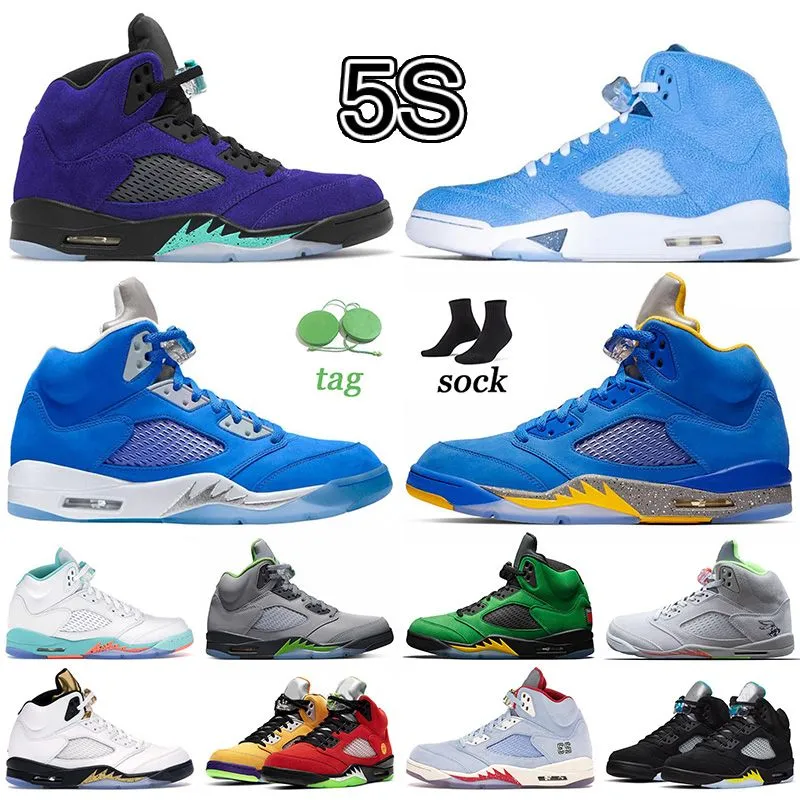 Designer jumpman 5s basketball shoes 5 men women sneakers outdoor trainers UNC laney blue bluebird alternate grape light aqua se orangon ducks