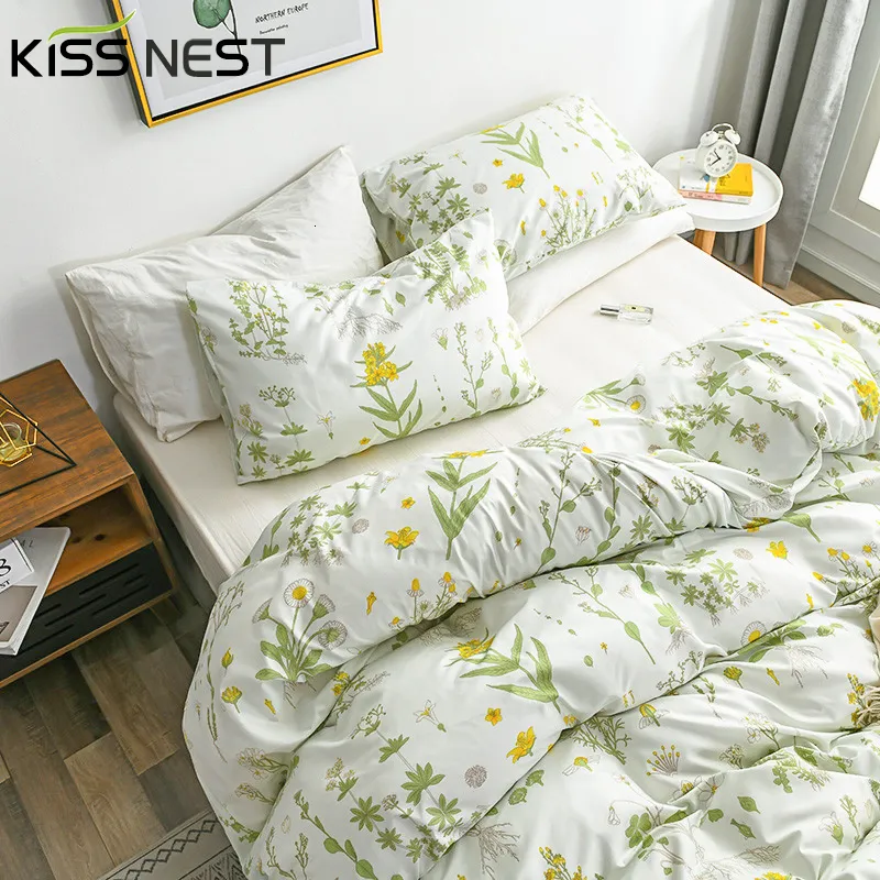 Bettwäsche-Sets im europäischen Blumenstil, 2-teilig, 3-teilig, 1 Bettbezug, 1, 2 Kissenbezüge, Queen-Size-Bett, Einzelbett, Doppelbett, Twin, volle Größe 230228