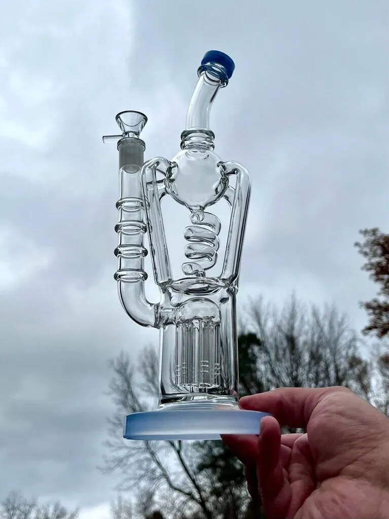 Frysbara Bong Hookahs Recycler Dab Rigs Big Glass Water Pipes Thick Glass Water Bongs Tobacco Pipe Heady med 14mm Banger