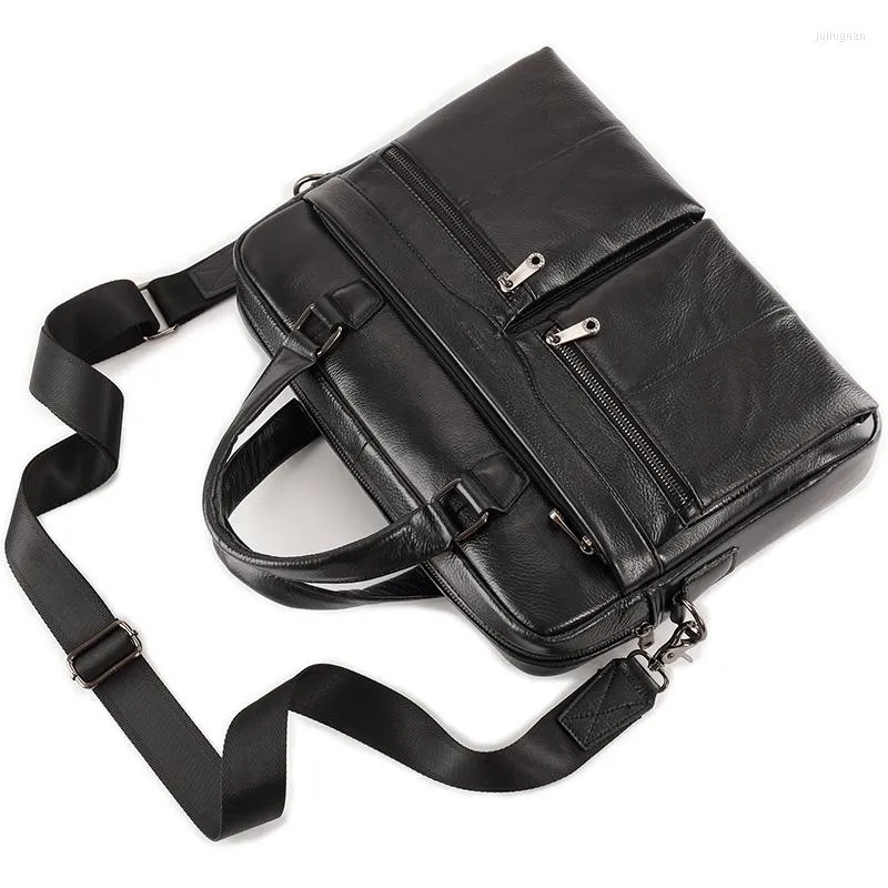 Briefcases Men's Soft Genuine Leather Handbags Casual Travel Bag Computer Laptop For Men Business Shoulder Messenger Large Capacity