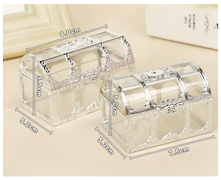Plastic Treasure Chest Transparent Crystal Gem Candy Storage Organizer ...