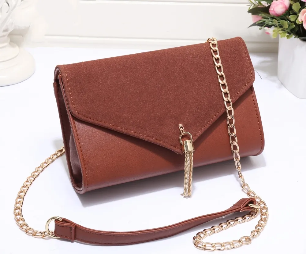 Classic Casual Designer Womens Clutch Purses Evening Shoulder Bags Leather Crossbody Bag Suede Handbag Sewing Backpack Women Chain Tassel Belt Messenger 807