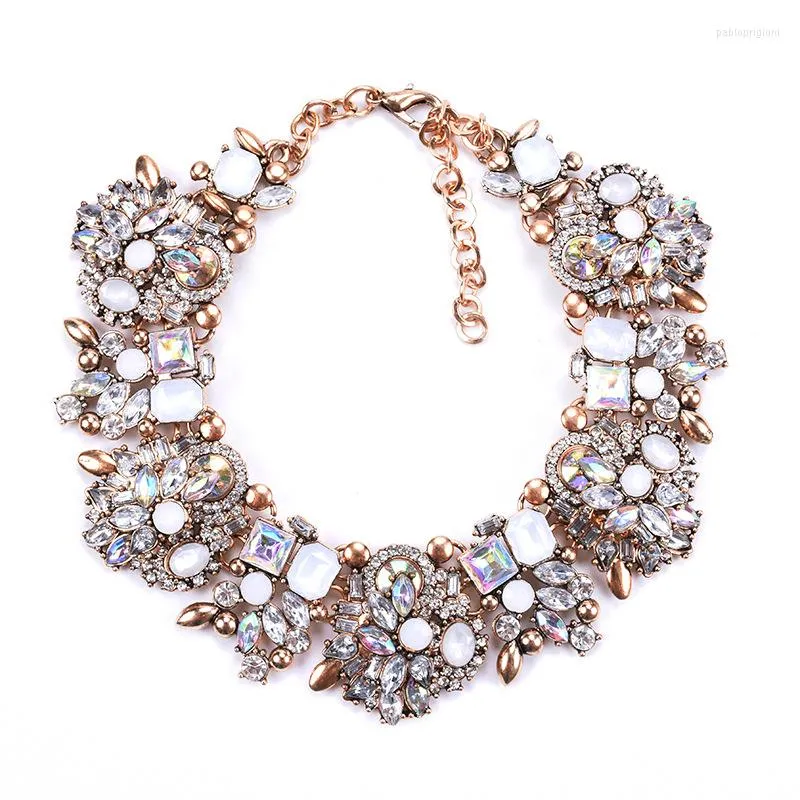 Choker Charm Rhinestone Flowers Necklaces For Women Fashion Crystal Jewelry Statement Bib Collar Necklace 2023