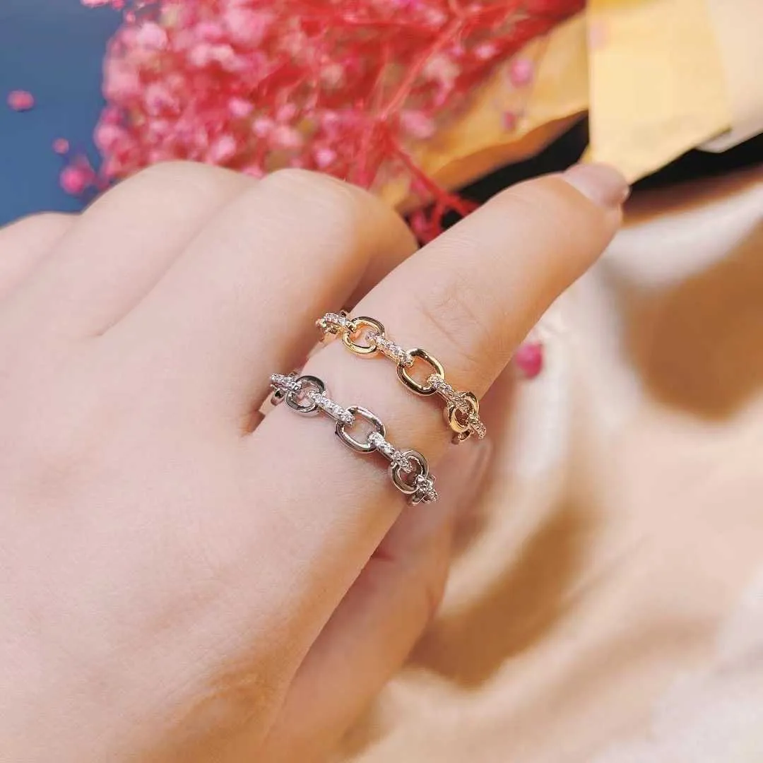 Klusterringar trendiga länkkedja ring för kvinnor bröllop kubik zirkonfinger ringar pärlor charm ring bohemian strand smycken gåva j1972 g230228