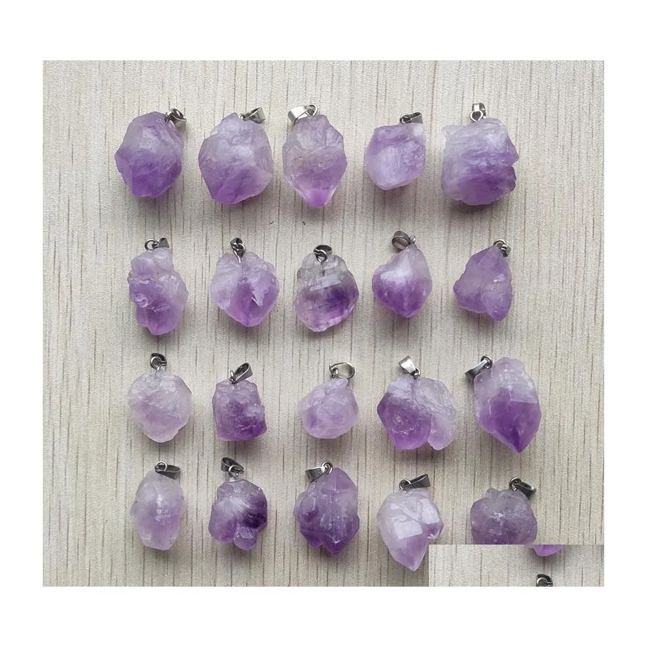 Auto DVR Charms Natural Irregar Shape Purple Amethyst Druzy Stone Pendants for Necklace Accessoires Sieraden Maken Drop Delivery Bevindingen comp Dhbja