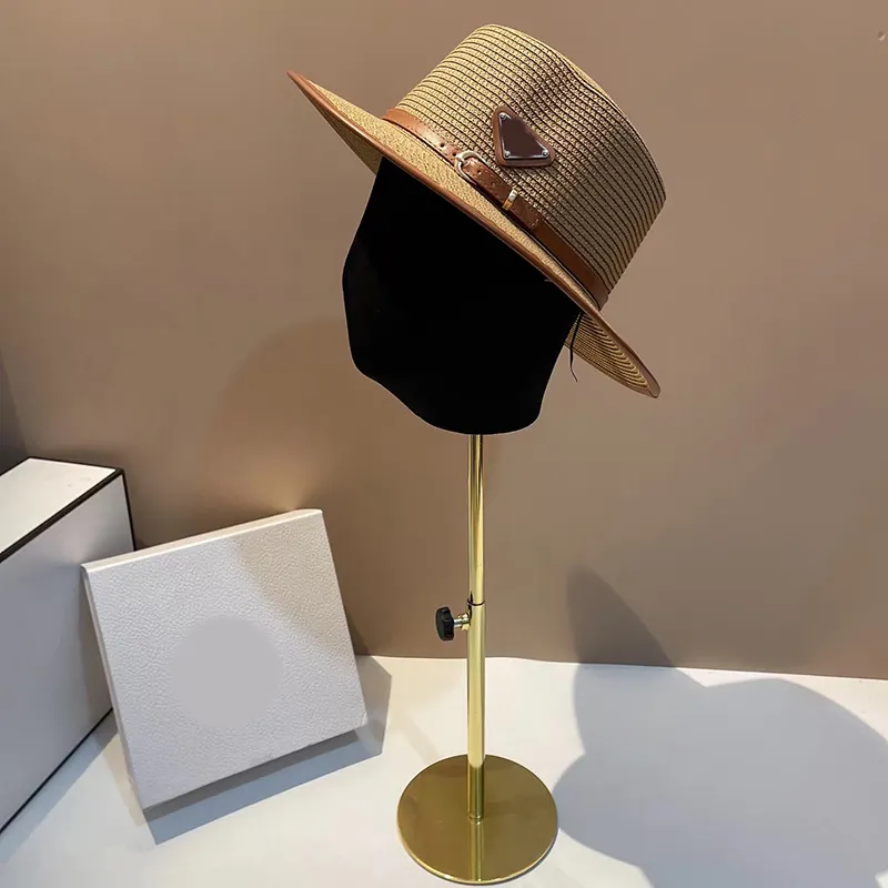 2023 Designer Straw Hat Luksusowy projekt damski design słomy hat flat top hat Wysokiej jakości męskie i damskie Trójkąt Słońce