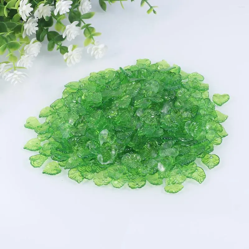 Decorative Flowers Leaf Acrylic Beads Jewelry Accessories Diy Making Beaded Charms Green Frosted Necklaces Pendants Decors Leafs Transparent