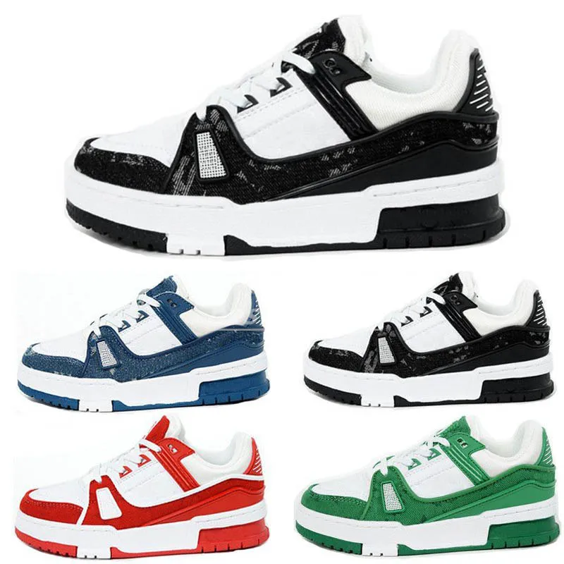 Tênis de estilista tênis virgil casual crianças sapatos infantis calfskin couro abloh preto branco verde vermelho azul sobreposição de couro plataforma baixa tênis B1