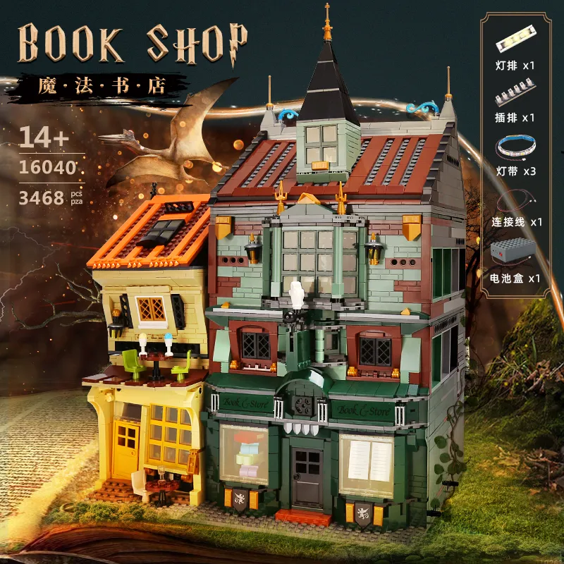 Streetview The Magic Book Store Modèle Blocs de Construction MOULE KING 16040 Assemblage Briques Jouets Éducatifs Pour Enfants Jouets De Noël Cadeaux D'anniversaire Pour Enfants