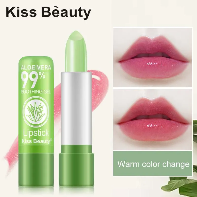 Beijar beleza aloe vera hapstick batom temperatura cor alteração de senhora de longa duração hidratante geléia bálsamo