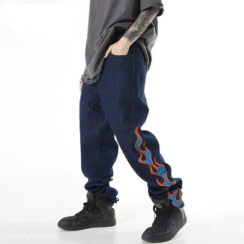 Erkek kot pantolon nakış düz Avrupa ve Amerikan cadde gelgit markası hip hop erkekler için gündelik kadınlar