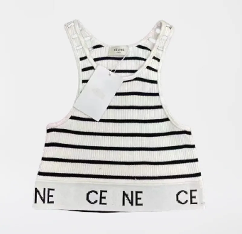 CE Designer Crop Top Damskie TEE TEE TAKS CAMIS Sporty Sporty Sexy Bottoming Kamizelka OFF TOP TOP COUNTAUL Slewale Backless Top Koszulki Czarne whte Stripe