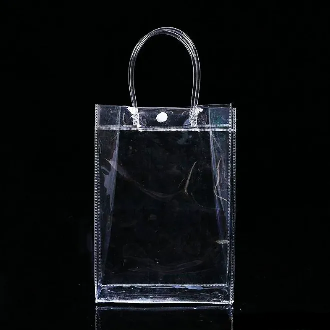 선택 PVC 클리어 핸드백 선물 가방 메이크업 화장품 범용 포장 플라스틱 투명 가방을위한 10 가지 크기