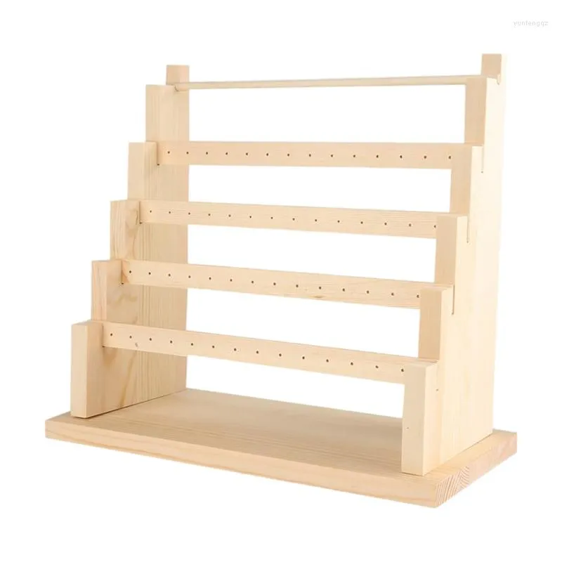 Sacchetti per gioielli 5 strati Espositore per orecchini in legno Espositore per orecchini Collana Decorazione per la casa Scaffale per braccialetti