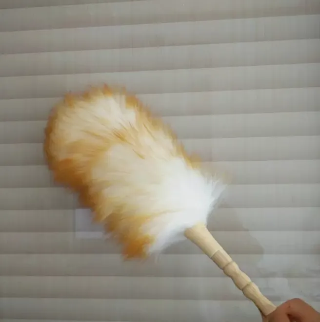 Groothandel 10 stks Pure lampwool Duster Beech Handle Huishoudelijke reiniging Dusters huishoudelijke reinigingsgereedschap Feather Duster Groothandel en gratis verzending