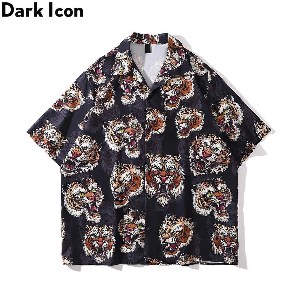 Men's Casual Shirts Dark Tiger Men's Shirt 2022 Summer Thin Material Shirts for Men Male Top Z0224