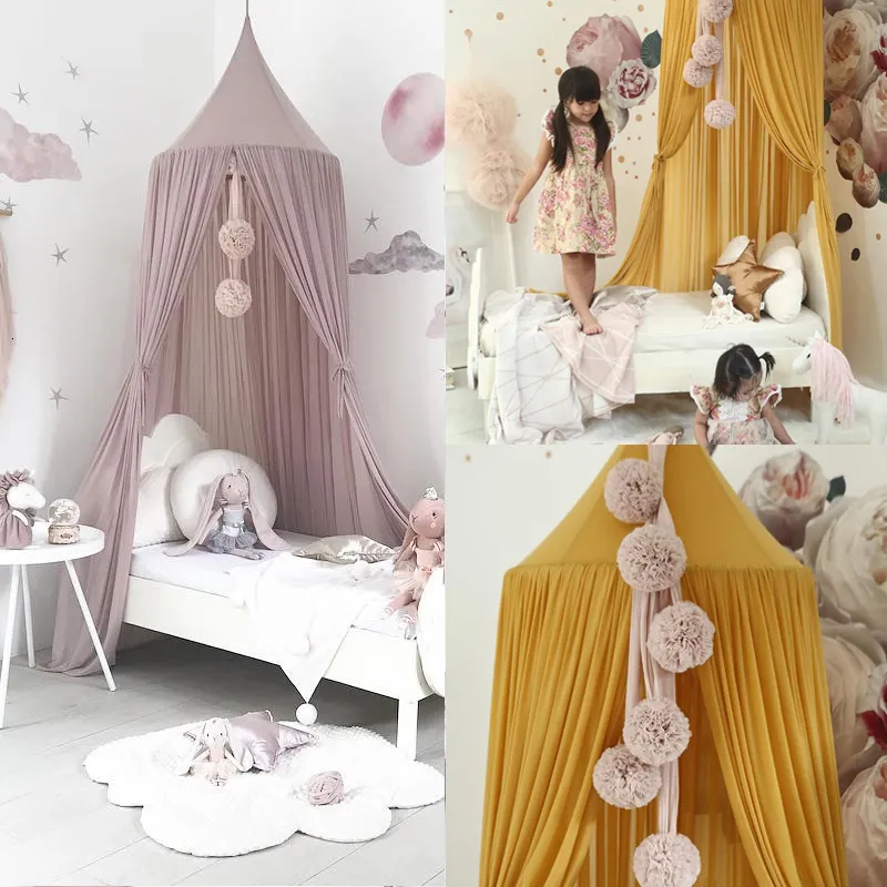 Crib Netting Nordic Style Princess Lace Kids Baby Bed Room Canopy Mosquito Net Curtain Bedding Dome Tent 230301