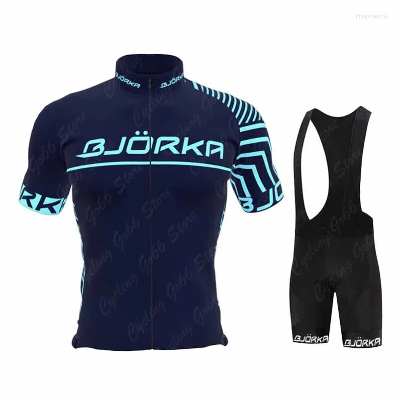 Tävlingssatser 2023 Bjorka Cycling Jersey Set Man Pro Summer Race Clothing Kort ärm Ropa Ciclismo Outdoor Riding Bike Uniform