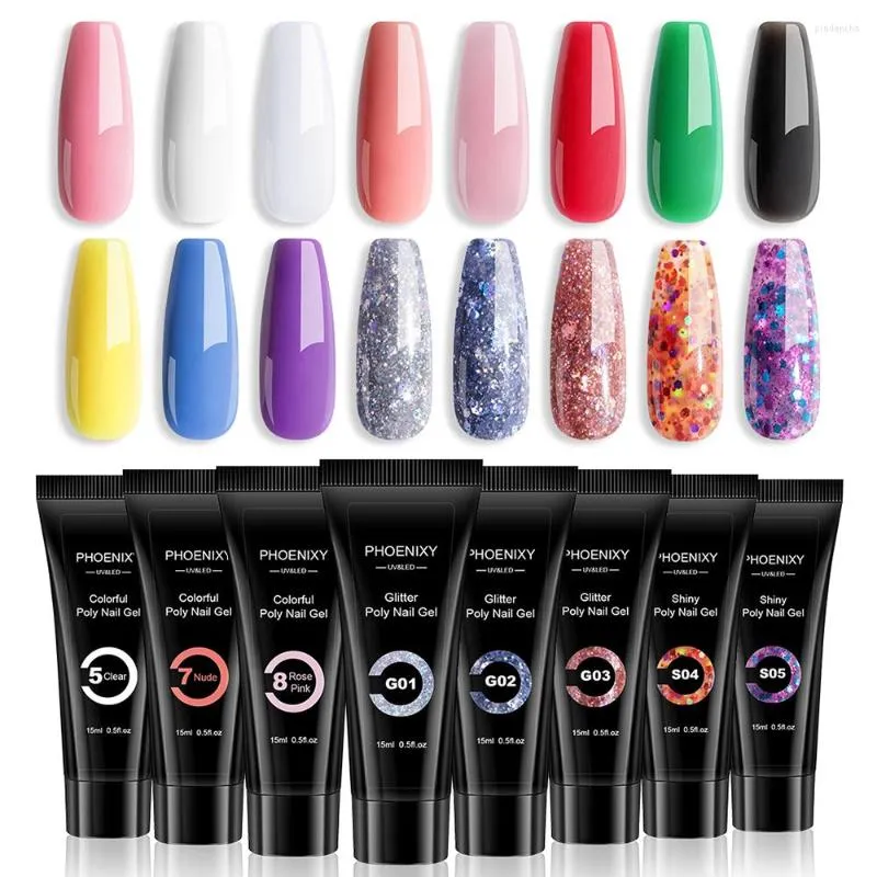 Nagelgel 15 ml Poly Kit für Nägel Kunst Schnelle Verlängerung 16 Farben Maniküre Acryl Semi Pigment Lack Bulider Polnisch UV