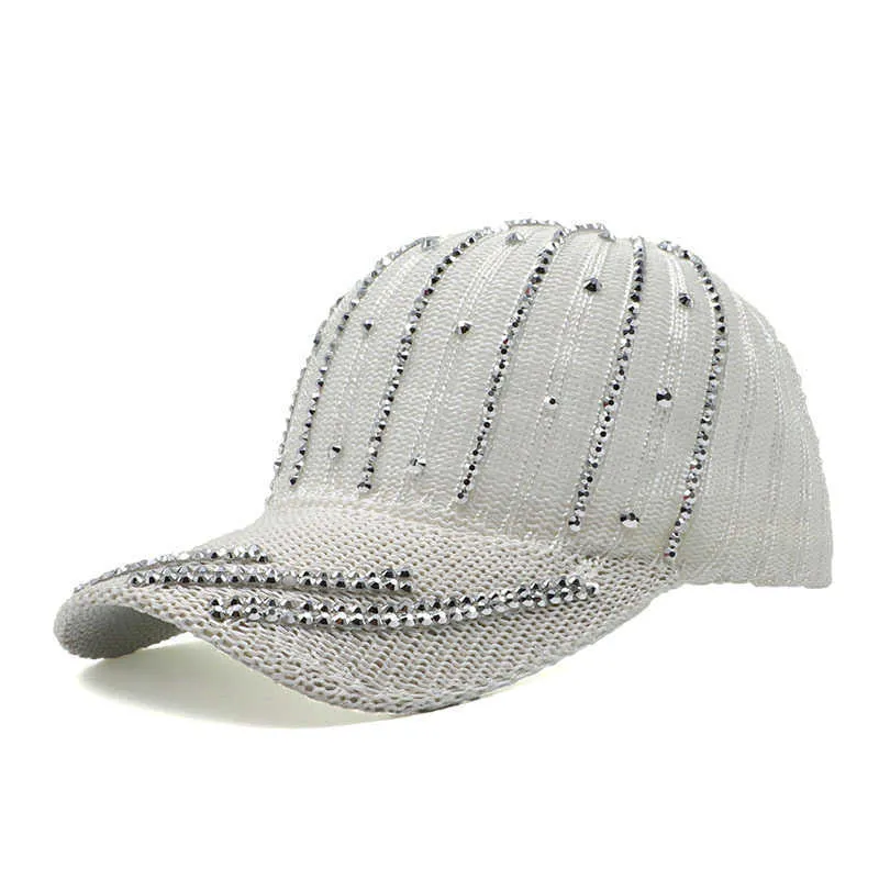 Rhinestone Hollow Breathable Women Baseball Cap 2020 New Female Outdoor Autumn Adjustable Embroidered Peaked Hat Summer Sunhat08