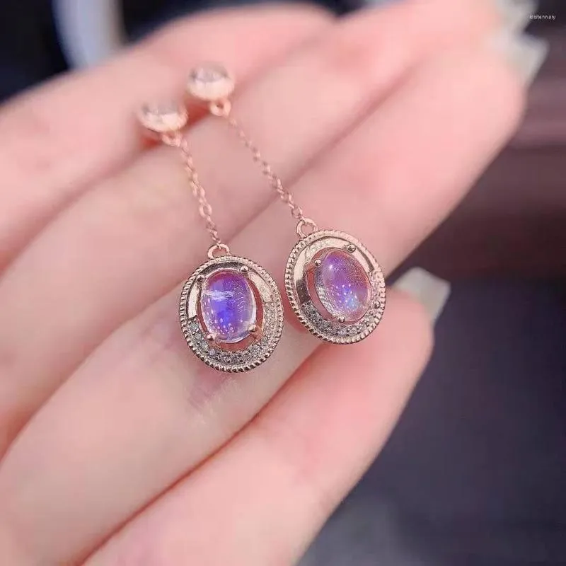 Kolczyki stadnina Vintage Boho Rose Gold Kolor moda biżuteria Moonstone Długie frędzle dla kobiet luksusowe akcesoria