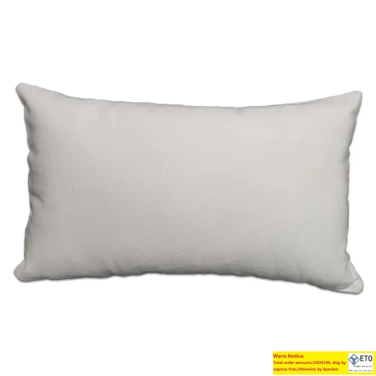 Housse de coussin lombaire en toile de coton blanc 12 oz pour la peinture à la main