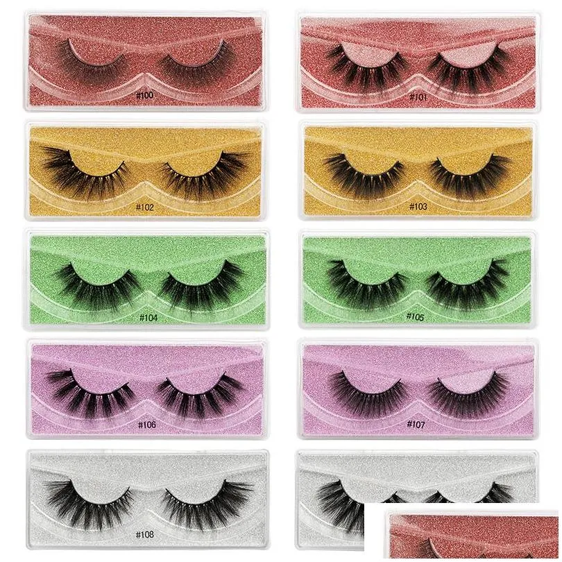 False Eyelashes Seshangpin Colorf Eyelash 3D Imitation Mink Lashes 1 Pair Of Natural Fake With Box Thick 5 Color Base Card Wholesale Dhfnz